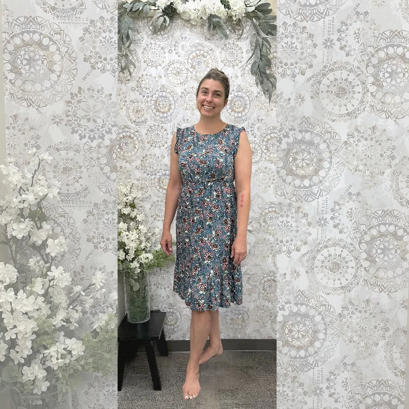 Pap 16563 Floral Midi Dress Fashionable A-Line Midi Dress