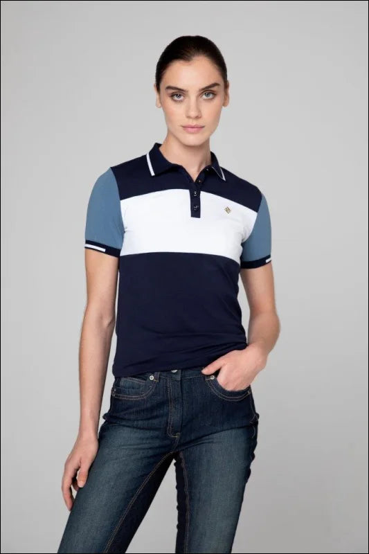 Pelosa Polo Shirt - Navy/White Stylish Short Sleeve Top