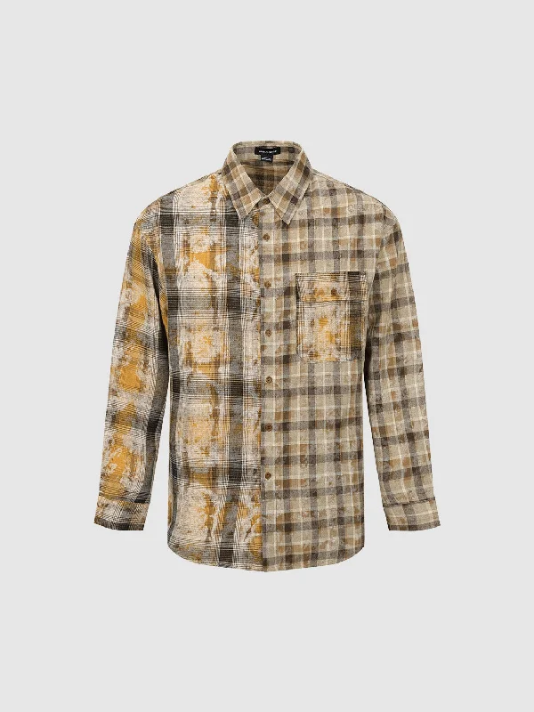 Plaid Button Up Loose Shirt Classic Button-Up Short Tee