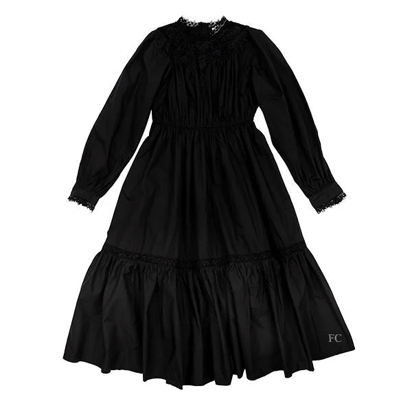 Poplin Applique midi dress by Petite Amalie Stylish Silk Midi Dress