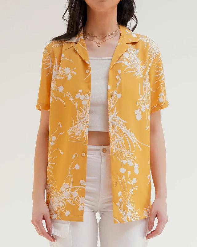 PRINTED BOYFRIEND SHIRT Trendy Floral Print Tee