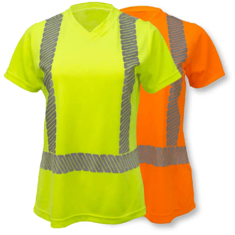 Radians ST11W, Women's Class 2 High Visibility Shirt Casual Ruffle Short Shirt