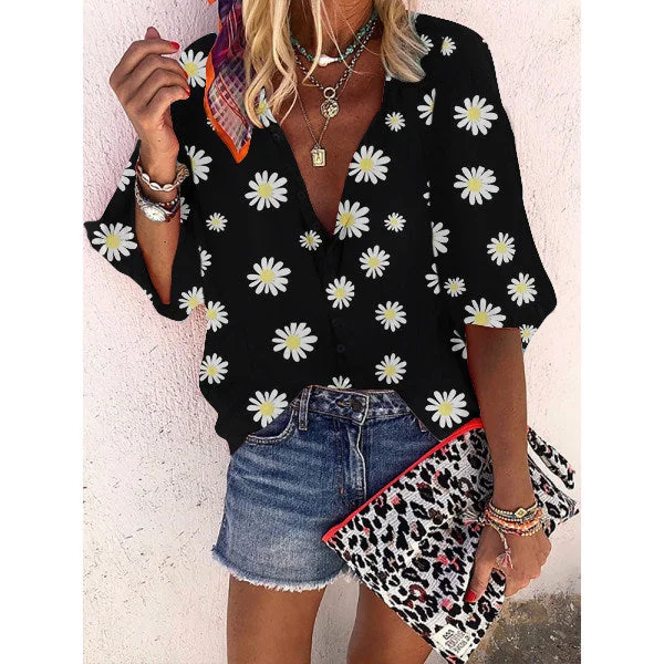 Romantic Summer Idyllic Daisy Shirt Trendy Sleeveless Short Shirt