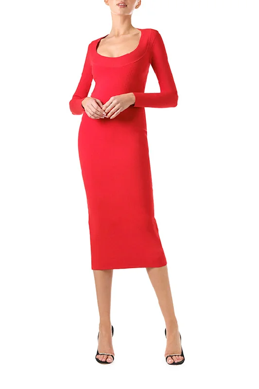 Long Sleeve Knit Midi Dress Elegant Velvet Midi Dress