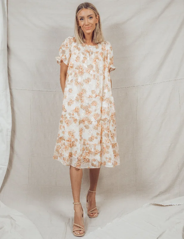 Serena Floral Midi Dress Comfortable Knitwear Midi Dress