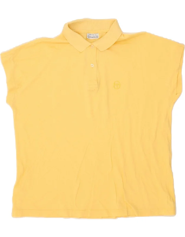 SERGIO TACCHINI Womens Polo Shirt IT 46 Large Yellow Classic Short Sleeve Tunic