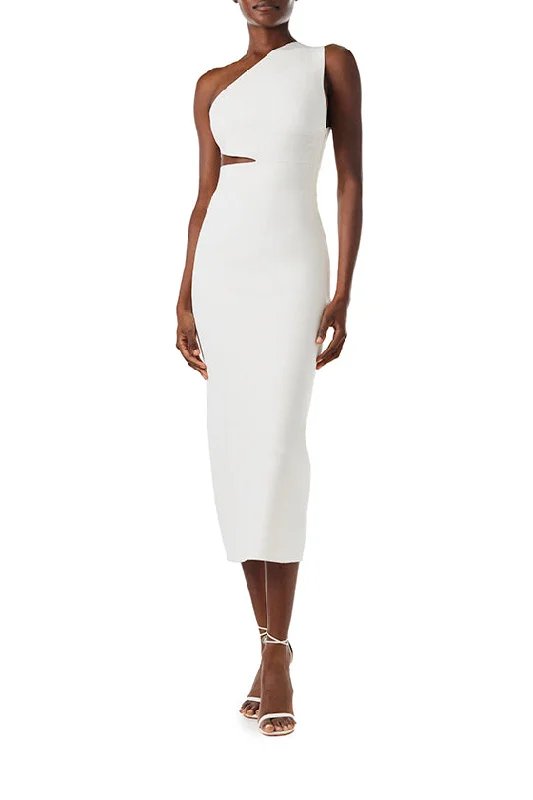 One Shoulder Knit Midi Dress Stylish Cold Shoulder Midi Dress