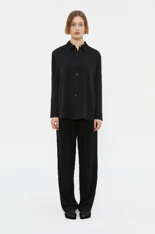 Sky Silk Shirt Trendy Turtleneck Short Shirt