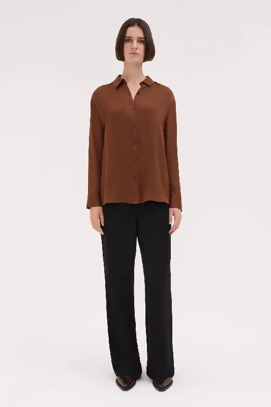 Sky Silk Shirt Casual Short Sleeve Top