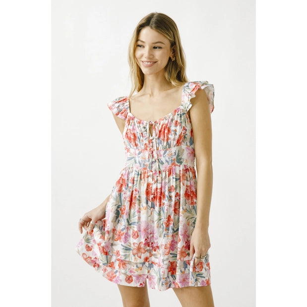 RUFFLE STRAP MINI DRESS Fashionable A-Line Mini Dress