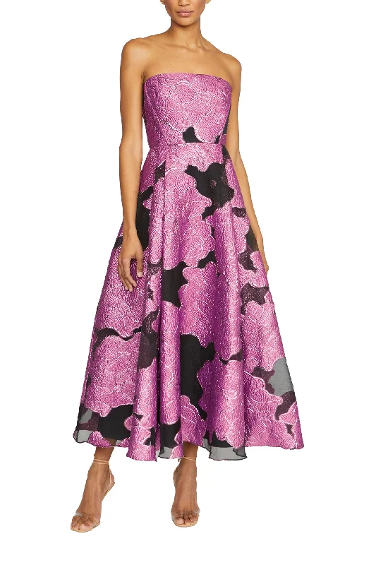 Strapless Jacquard Midi Dress Stylish Tiered Midi Dress