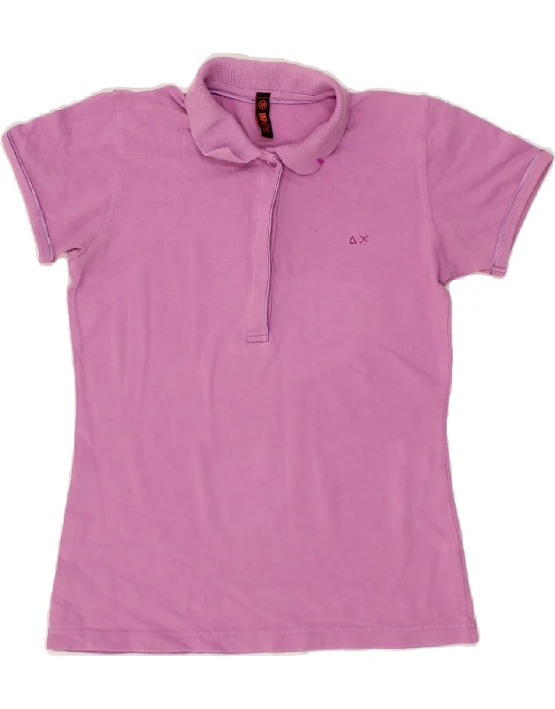 SUN68 Womens Polo Shirt UK 12 Medium Pink Cotton Classic Solid Short Shirt