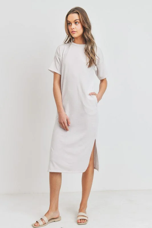 T SHIRT MIDI DRESS Trendy Ruched Side Midi Dress
