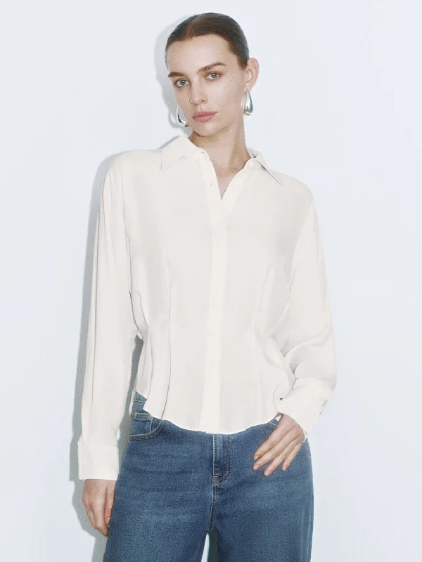 Tapered Waist Shirts Casual Short Sleeve Top