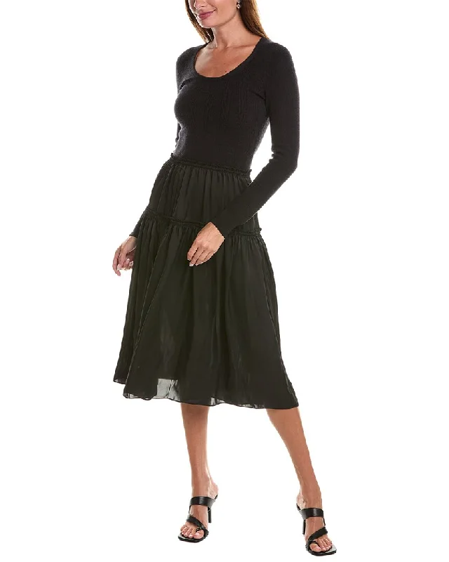 Theory Wool-Blend Midi Dress Trendy Fit-and-Flare Midi Dress
