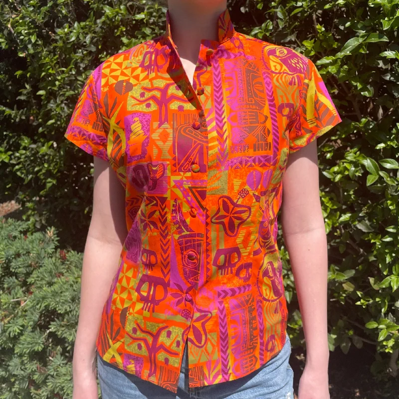 TikiLand Day 2022 'Tropical Escape' - Classic Aloha Button Up-Shirt - Womens - Ready to Ship! Relaxed Fit Short Blouse TikiLand Day 2022 'Tropical Escape' - Classic Aloha Button Up-Shirt - Womens - Ready to Ship! Relaxed Fit Short Blouse