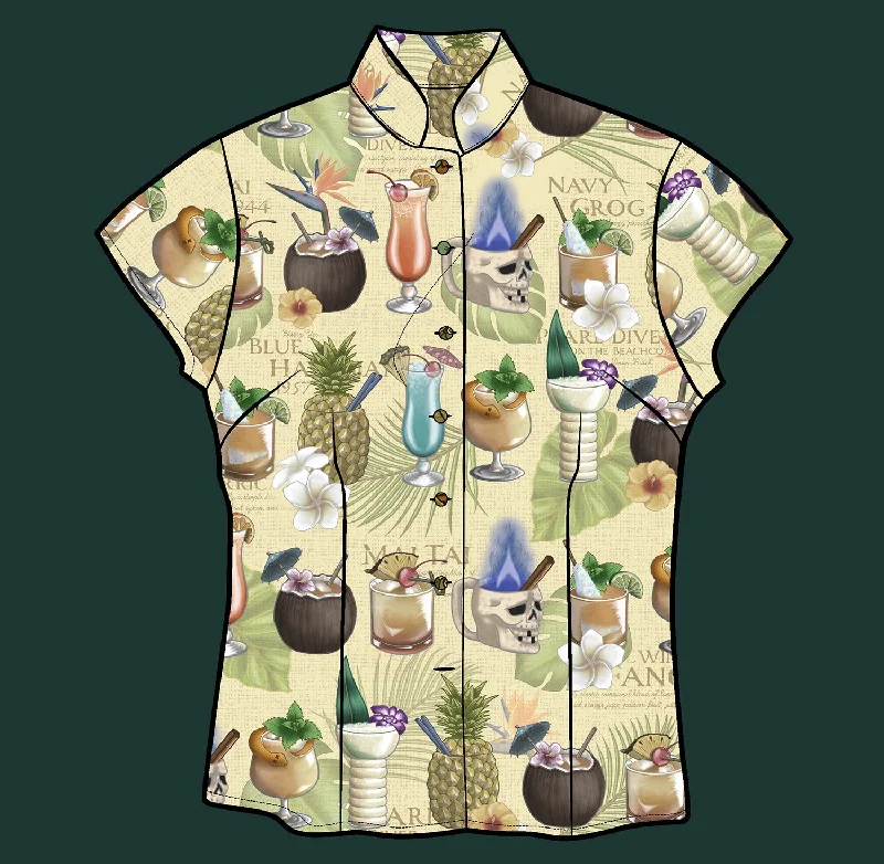 TikiLand Trading Co. 'Classics of Tiki' - Classic Aloha Button Up-Shirt - Womens - Ready to Ship! (US shipping included) Elegant High-Low Short Shirt TikiLand Trading Co. 'Classics of Tiki' - Classic Aloha Button Up-Shirt - Womens - Ready to Ship! (US shipping included) Elegant High-Low Short Shirt