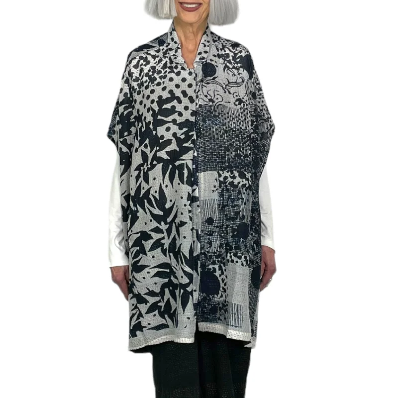 MONOTONE TWILIGHT PRINT SHIRT PONCHO Stylish Casual Short Tee