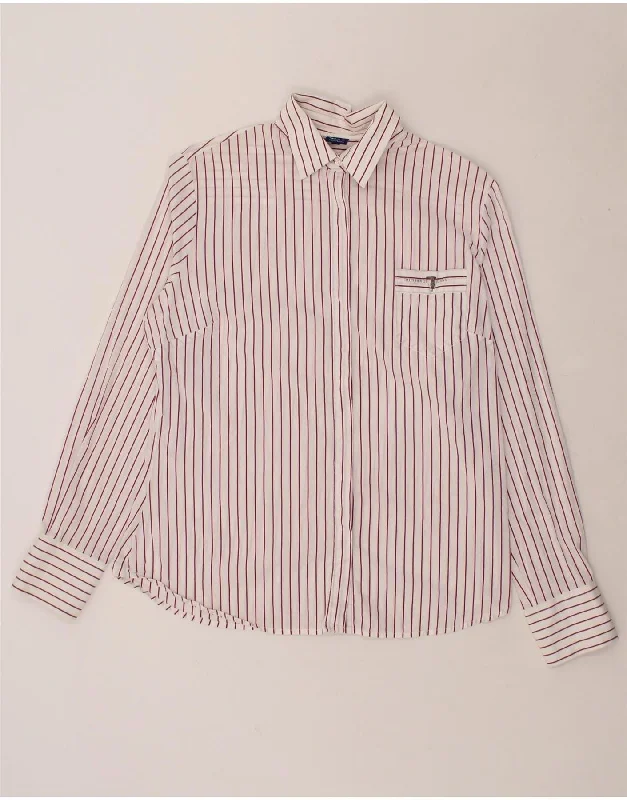 TRUSSARDI JEANS Womens Shirt UK 20 2XL Pink Striped Stylish Round Neck Shirt