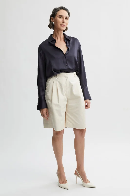 Vere Silk Shirt Cozy Plain Short Sleeve