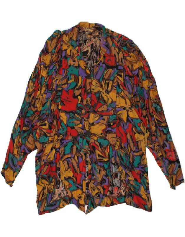 VINTAGE Womens Shirt Blouse UK 20 2XL Multicoloured Classic Solid Short Shirt