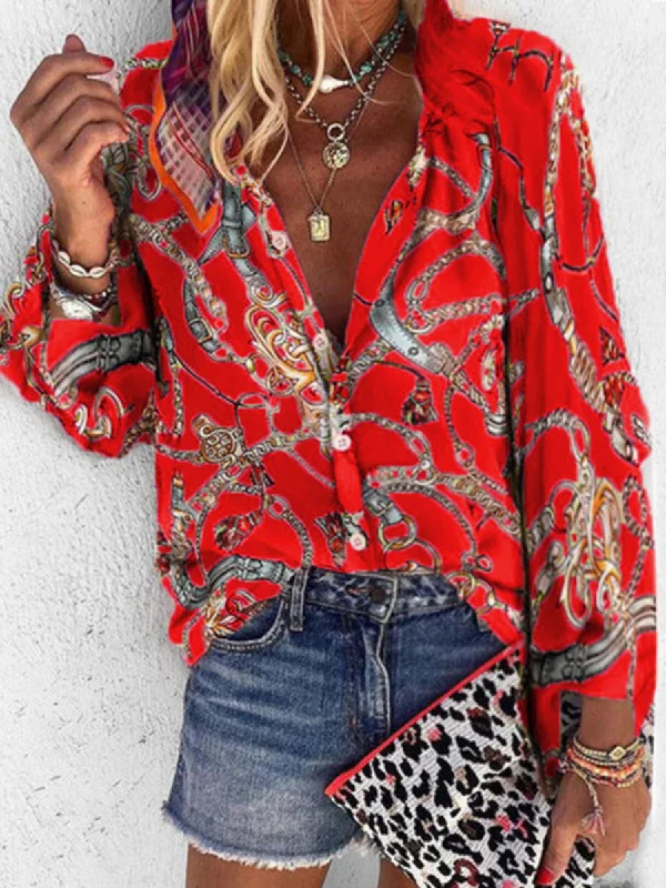 Vintage Bohemian Loose Casual Floral Shirt Top Trendy Short Sleeve Tunic