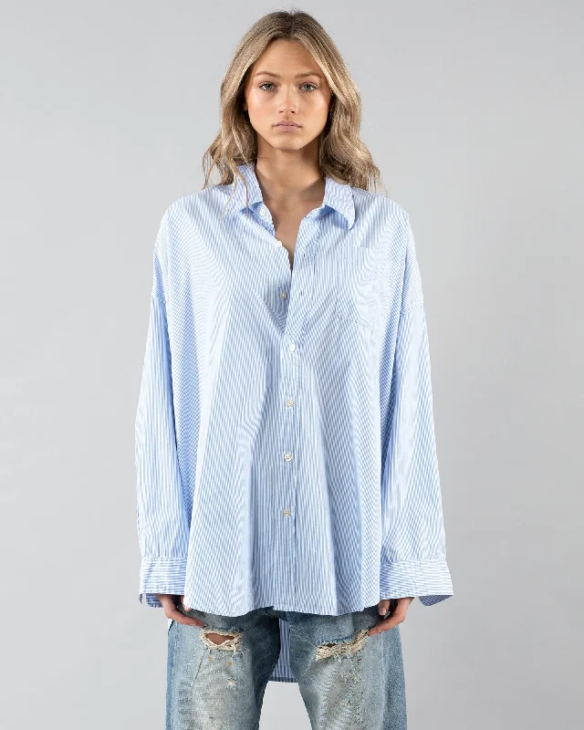 Drop Neck Oxford Shirt Classic Button-Up Short Tee