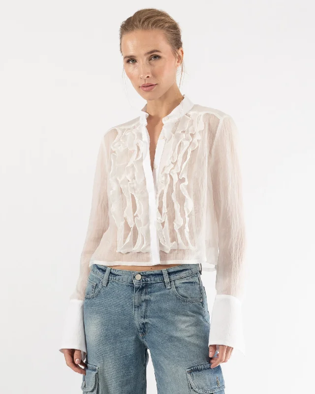 Patti Ruffle Shirt Casual Short Sleeve Top