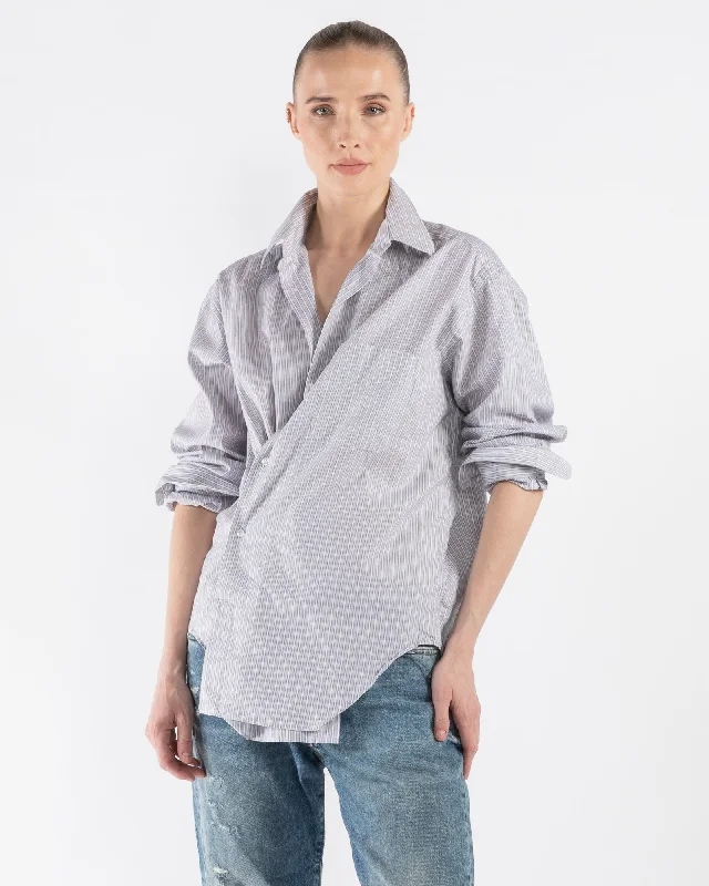 Upcycled Shirt Relaxed Button-Down Short Shirt