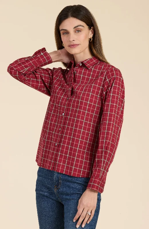 Wells Kinsbury Plaid Shirt - Kinsbury Plaid Chic Button-Up Short Shirt