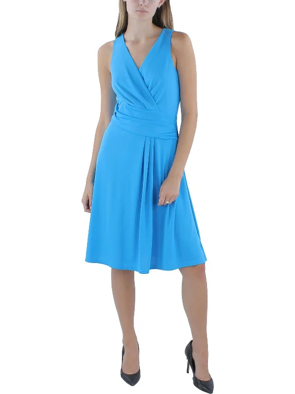 Womens Surplice Jersey Midi Dress Elegant Satin Slip Midi Dress