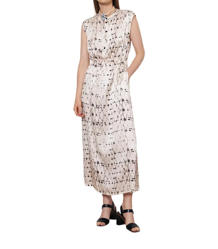 Zaire Midi Dress In Cream Stylish Striped Midi Dress