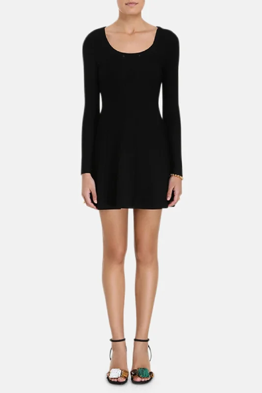 Luminosity Knit Panelled Mini Dress Black Chic Pleated Mini Dress