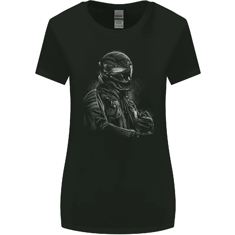 A Monochrome Biker Motorcycle Motorbike Womens Wider Cut T-Shirt Houndstooth Herringbone Solid
