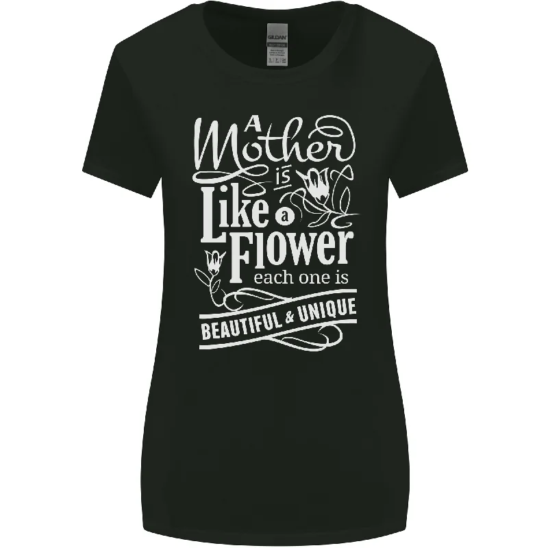 A Mother is Like a Flower Mum Mom Day Womens Wider Cut T-Shirt Denim Fabric Leather Fabric Suede Fabric