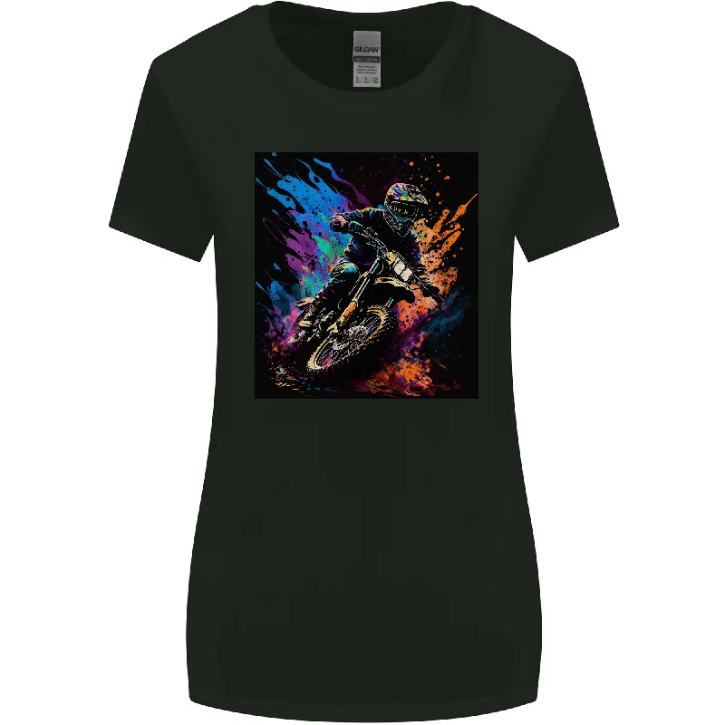 A Motocross Rider MotoX Dirt Bike Motorsports Womens Wider Cut T-Shirt Cashmere Blend Cotton Blend Poly Blend