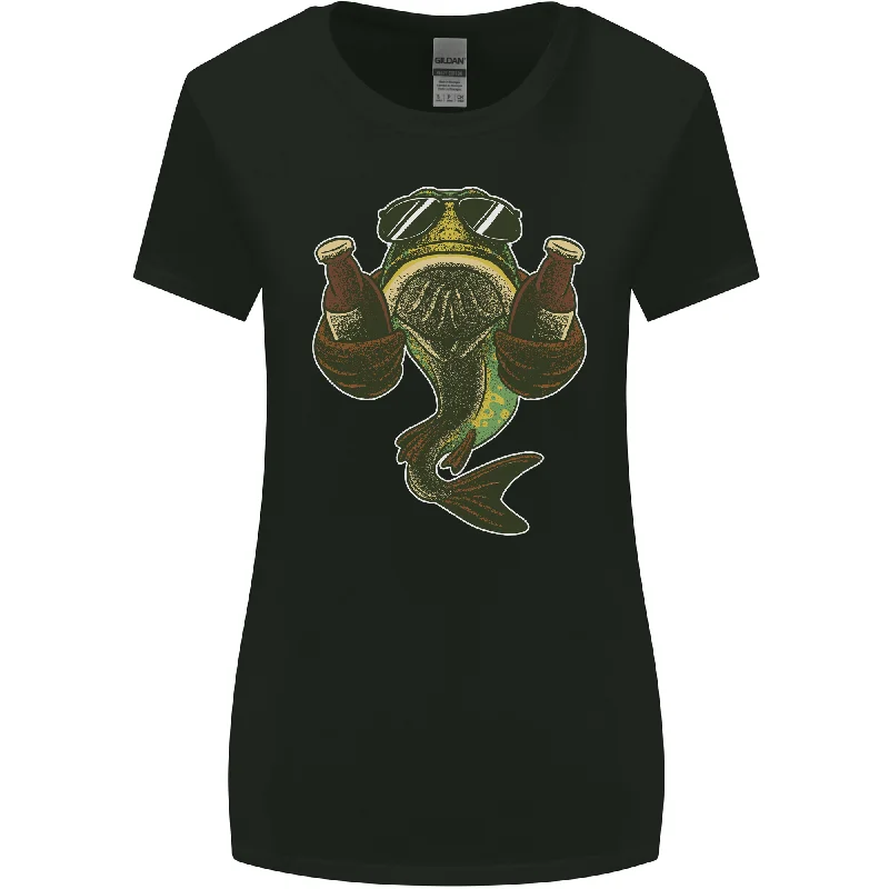 A Pike Fish With Beer Fishing Fisherman Womens Wider Cut T-Shirt Lace Blend Ribbed Blend Corduroy Blend