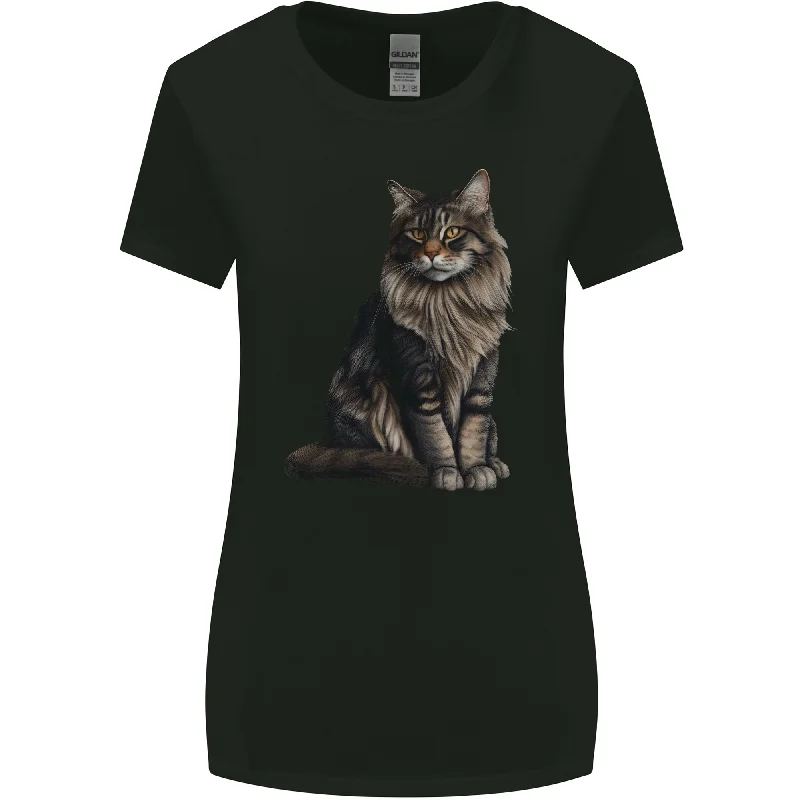 A Posing Cat Womens Wider Cut T-Shirt Hooded Caped Shawl Collar