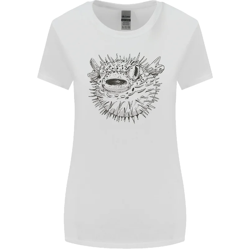 A Pufferfish Puffer Illustration Womens Wider Cut T-Shirt Modern Contemporary Chic