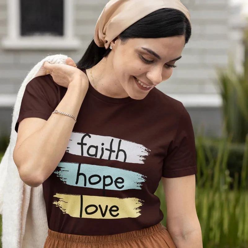 Faith, Hope, Love Round Neck Half Sleeve Classic T-Shirt Boxy Fit Fitted Loose