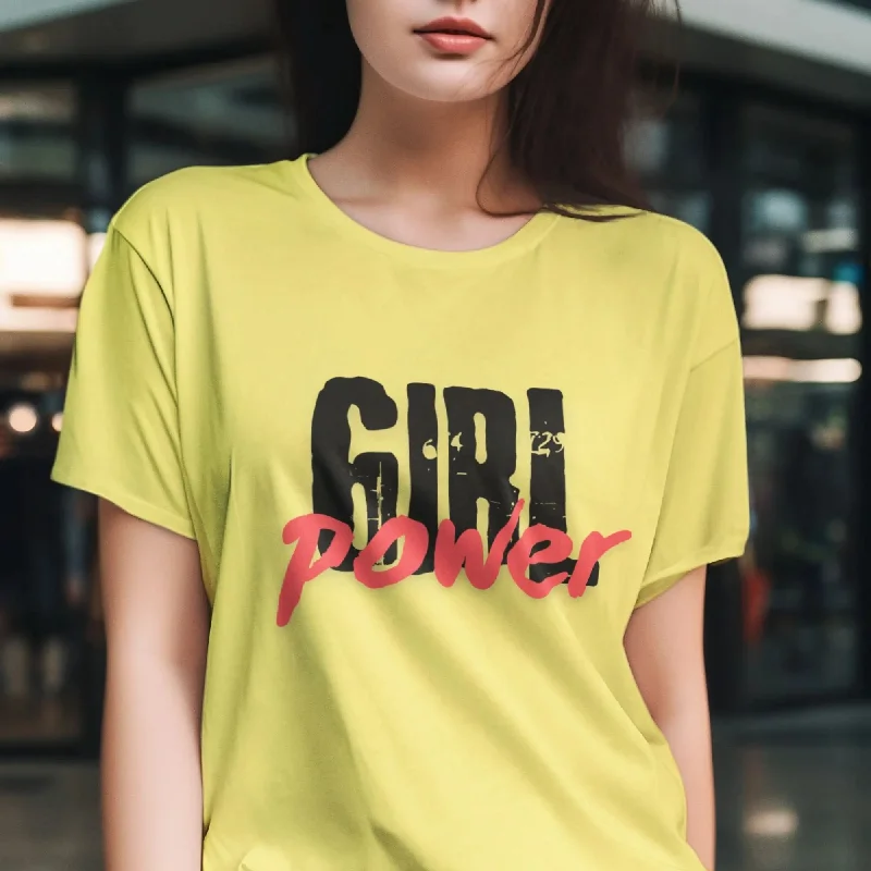 Girl Power Round Neck Half Sleeve Classic T-Shirt Fashionable Trendy Casual