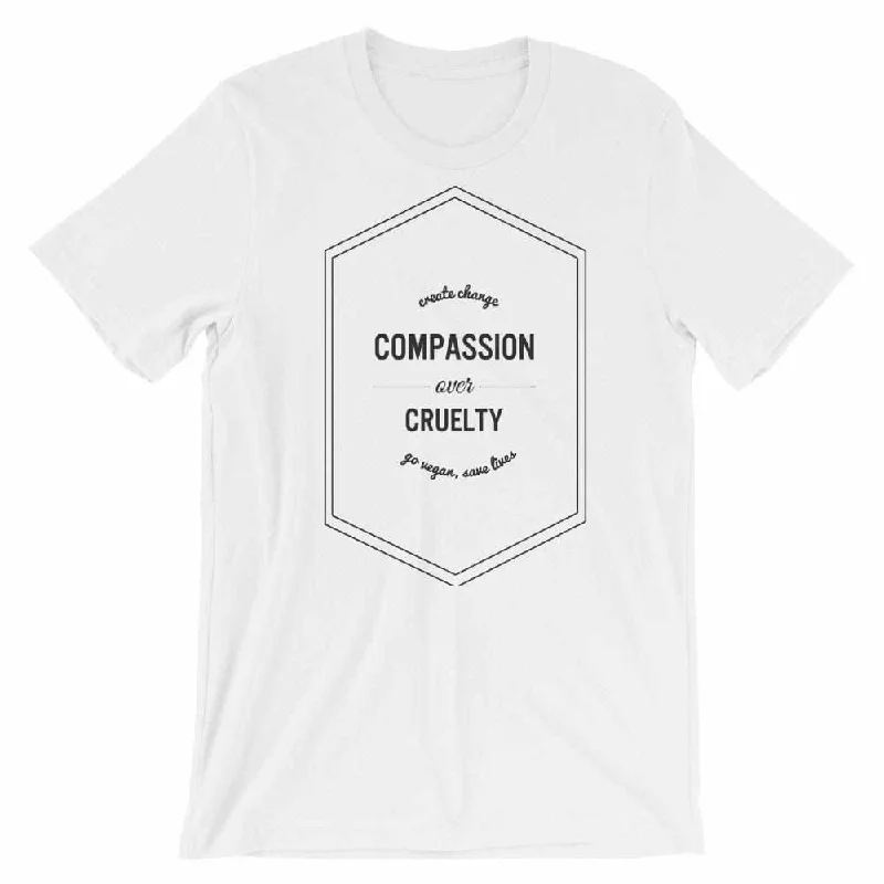 Unisex White Compassion Over Tee Zippered Front Buttoned Front Snap Front