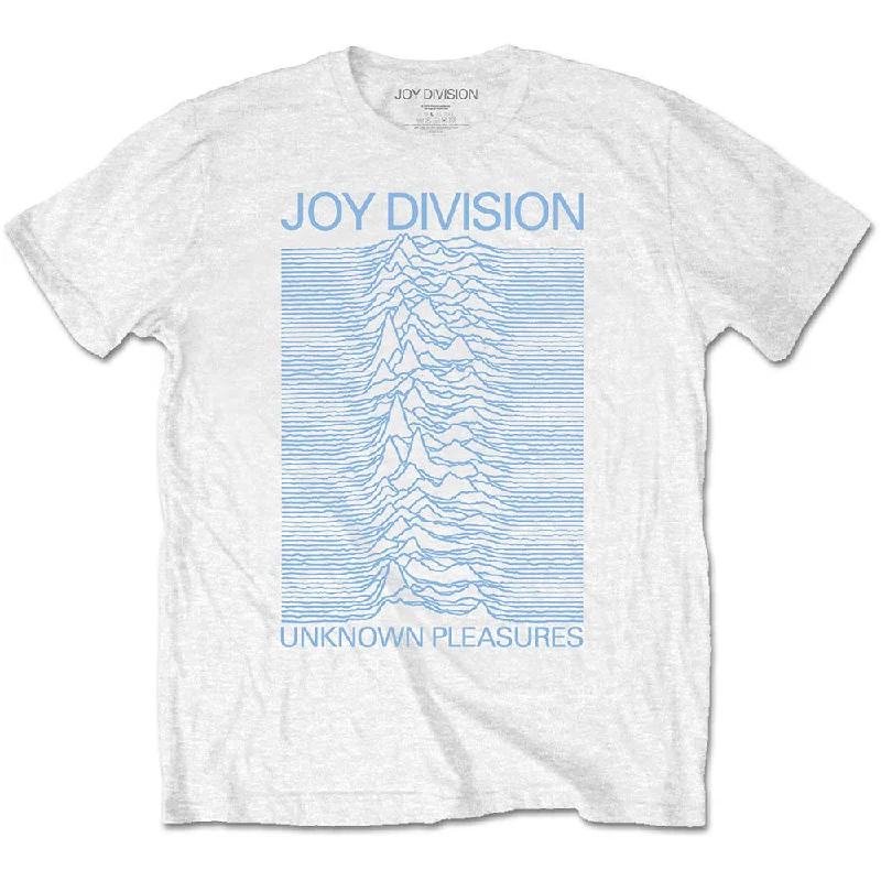 Joy Division | Official Band T-Shirt | Unknown Pleasures Blue On White Print Jacquard Patchwork