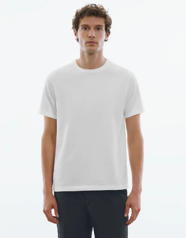 Crew Neck Straight T-Shirt Welt Pockets Slit Pockets