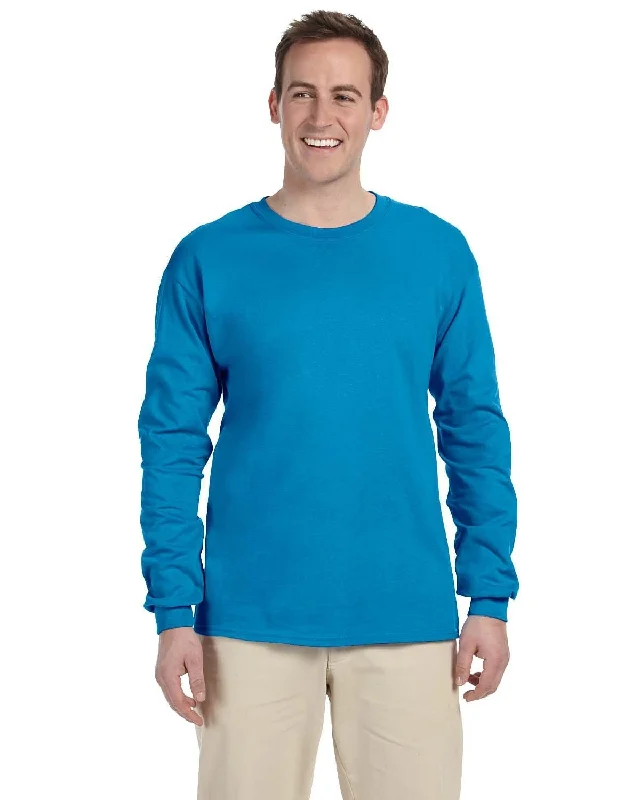 Fruit of the Loom Lightweight Long Sleeve T-Shirt | Pacific Blue Front Pockets Side Pockets Patch Pockets Fruit of the Loom Lightweight Long Sleeve T-Shirt | Pacific Blue Front Pockets Side Pockets Patch Pockets