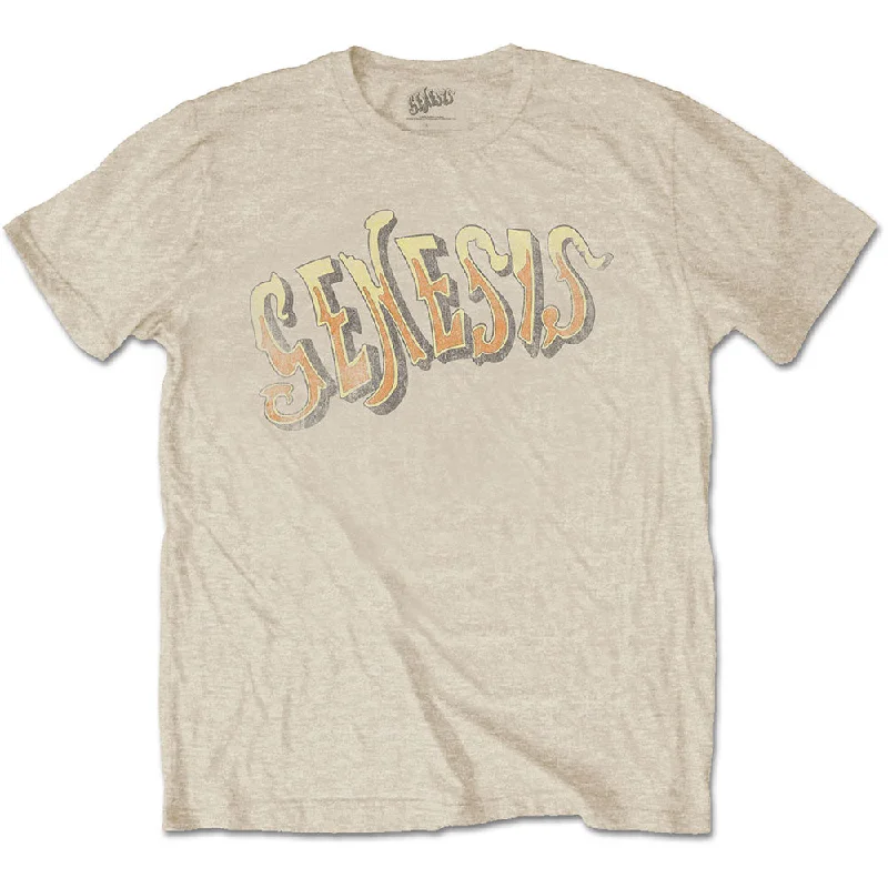 Genesis | Official Band T-Shirt | Vintage Logo - Golden Striped Floral Plaid