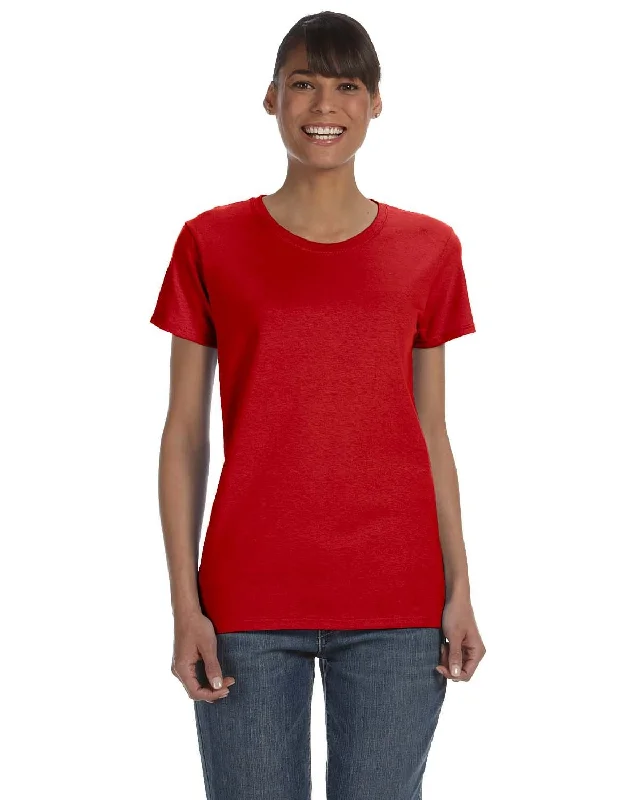 Gildan Ladies Lightweight 100% Cotton T-Shirt | Red Machine Wash Dry Clean Hand Wash