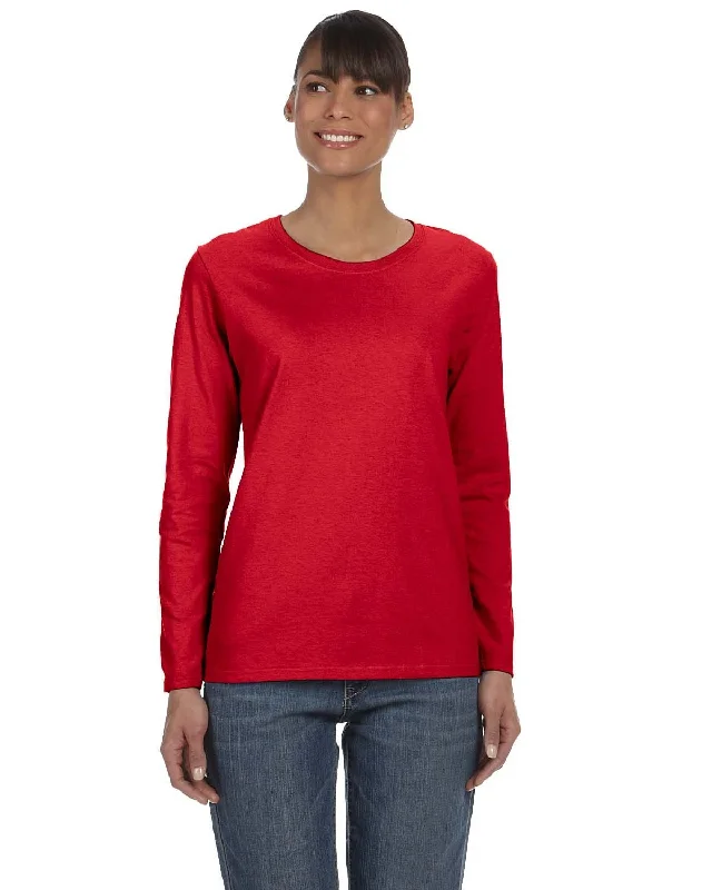 Gildan Ladies Long Sleeve 100% Cotton T-Shirt | Red Satin Fabric Silk Fabric Chiffon Fabric Gildan Ladies Long Sleeve 100% Cotton T-Shirt | Red Satin Fabric Silk Fabric Chiffon Fabric
