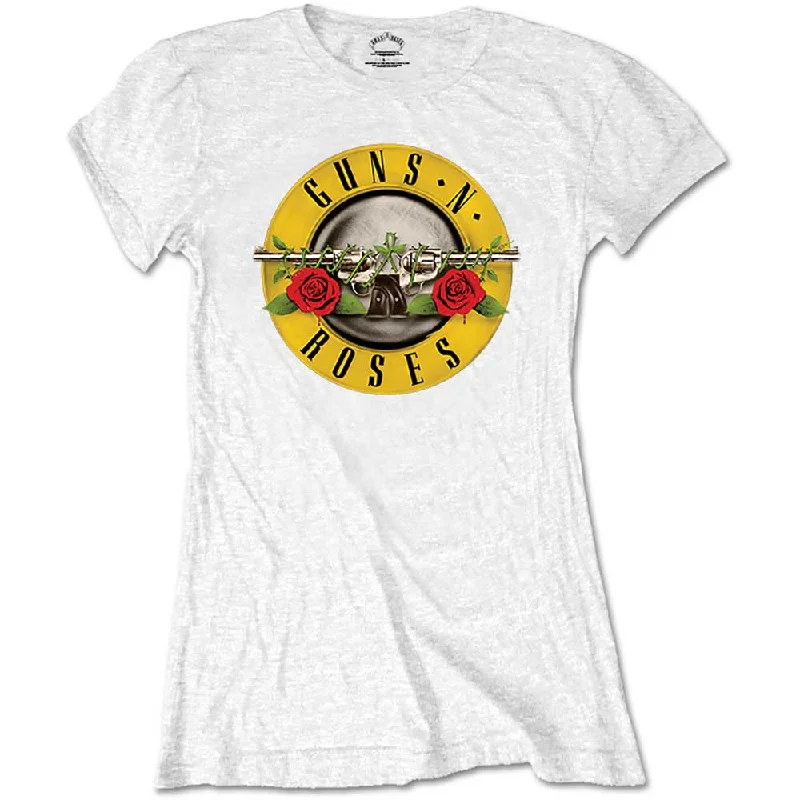 Guns N' Roses Ladies T-Shirt: Classic Logo Spandex Blend Rayon Blend Denim Blend