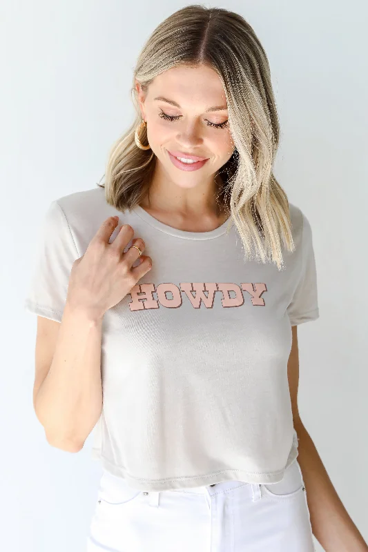 Howdy Cropped Tee Nylon Fabric Polyester Fabric Spandex Fabric